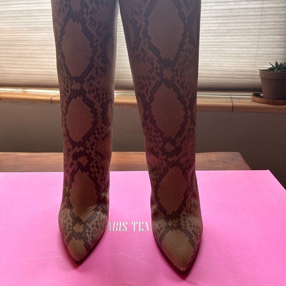 Paris Texas Leather Midi Calf Boot Faded Python Size 38.5 (7.5) US MSRP $775 - Picture 9 of 10